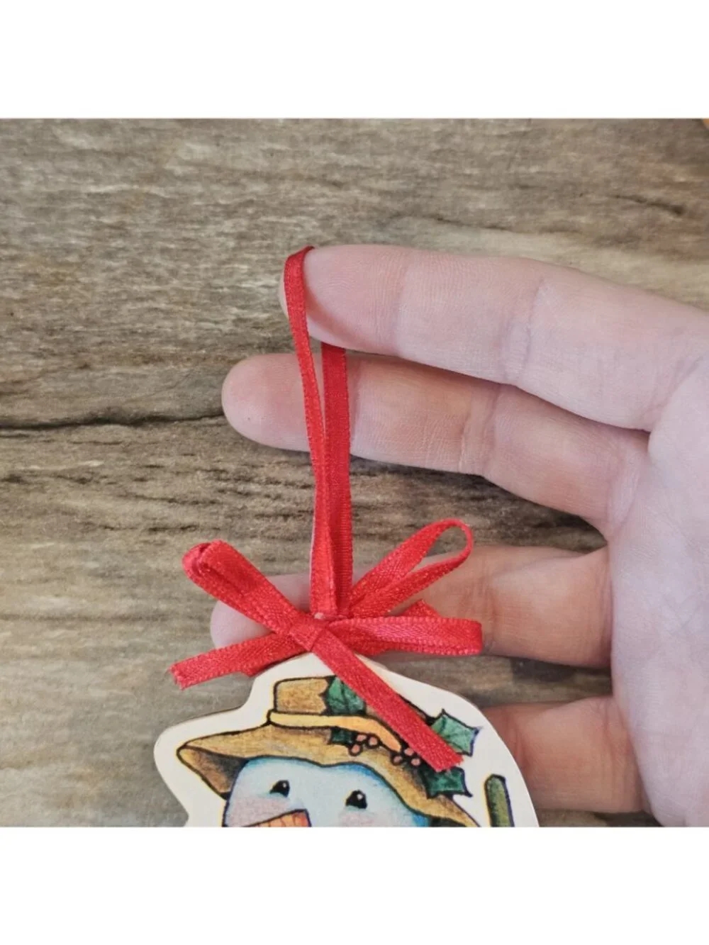 VTG Mary Engelbreit Snowman Christmas Ornament Hugging Boy Girl 5.5